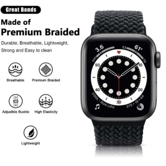NEW Adjustable Braided Solo Loop For Apple Watch - BWM - Picture 5 of 5